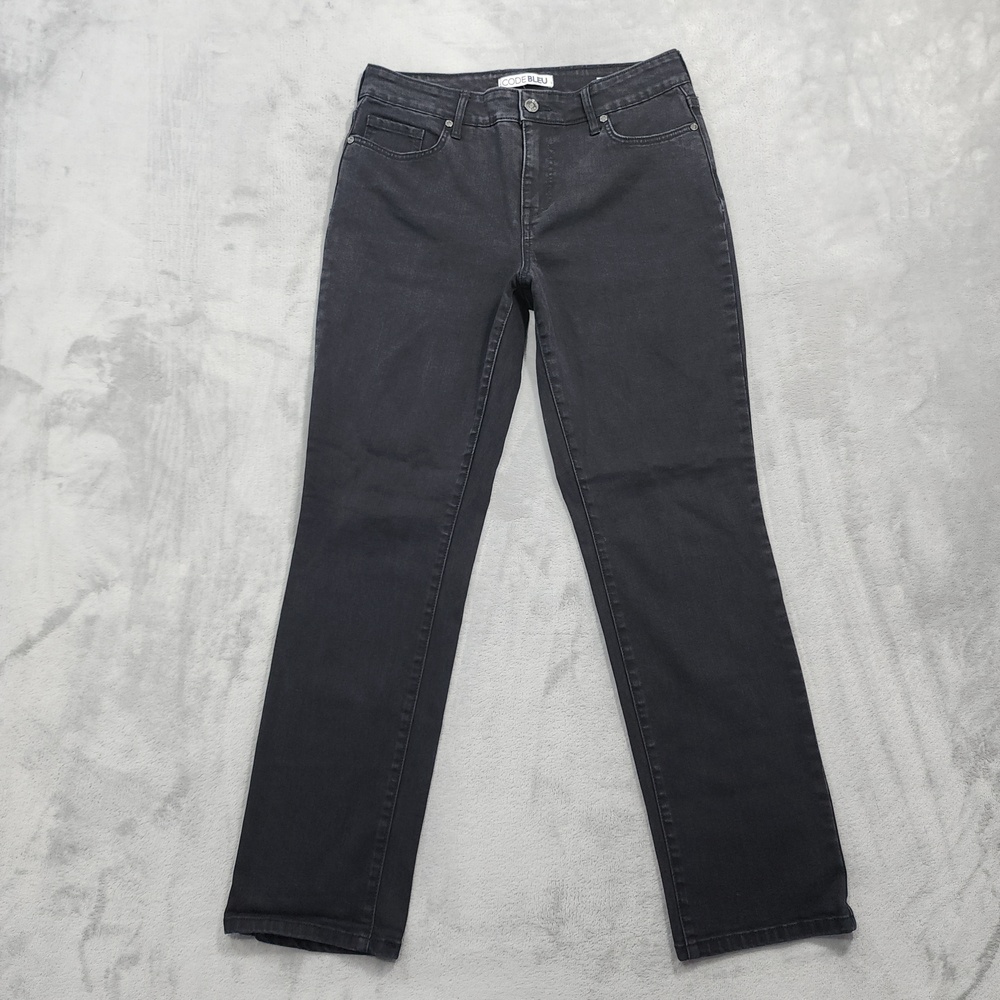 Code Bleu Jeans Womens 8 SHORT Black Chelsea Classic Straight Leg Stretch Denim